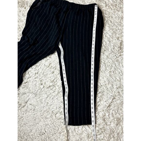 Zara Cropped Pin Striped Exposed Stitch Hem Women Size XL Pull On Comfort Pants - Picture 4 of 12